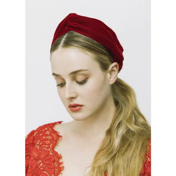 Jennifer Behr Twist ruby in velvet headband, view 2
