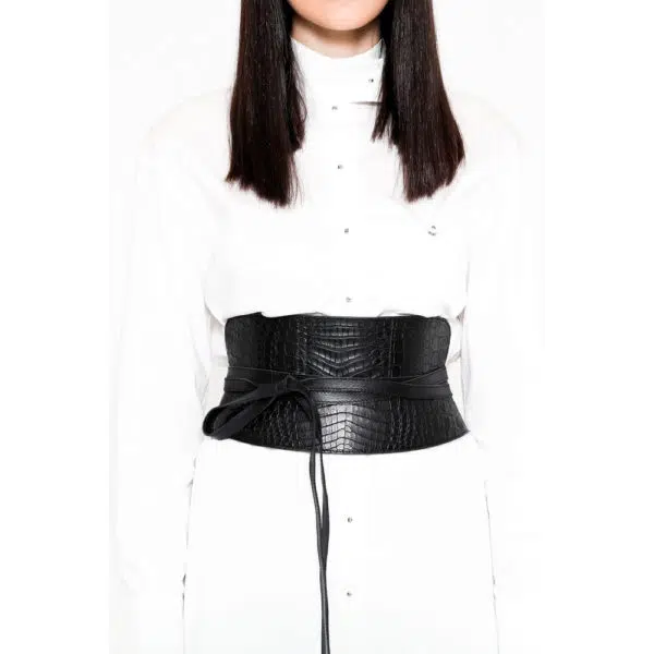 Pritch London Corset Caiman pitch black belt, view 2