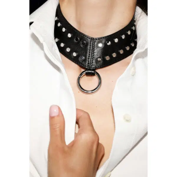 Pritch London Element pitch black studded choker, view 2