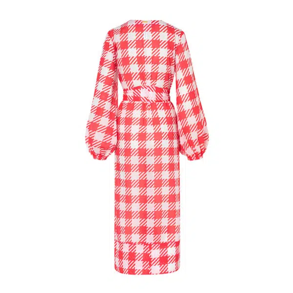 Verdelimon Jamaica red squares swimwear cover up, view 4