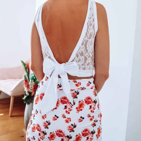 Sophie Cameron Davies White Lace Back Crop Top, view 2