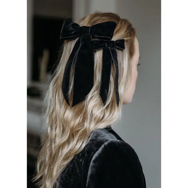Jennifer Behr Wide velvet bow barrette, view 3