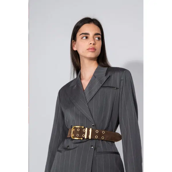 By Far Duo wood suede leather belt, view 4