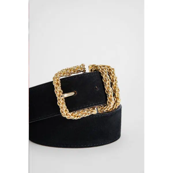 By Far Katina black suede leather belt, view 2