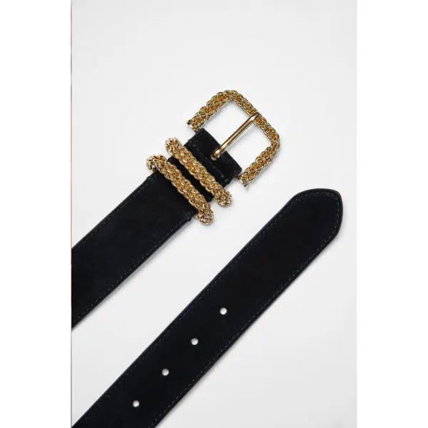 By Far Katina black suede leather belt, view 3