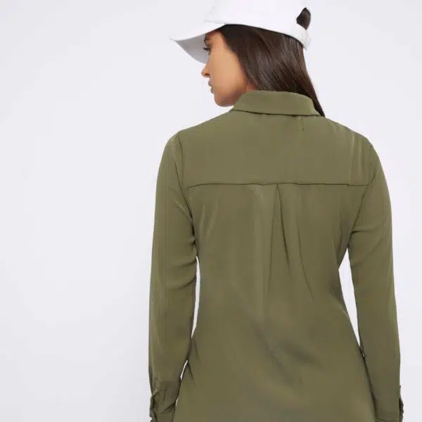 Whyte Studio The spoke kakhi green shirt dress, view 4