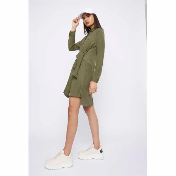 Whyte Studio The spoke kakhi green shirt dress, view 2