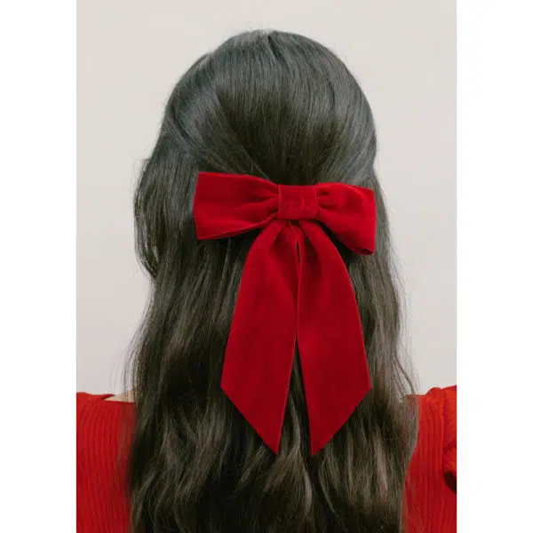 Jennifer Behr Wide velvet bow barrette, view 2