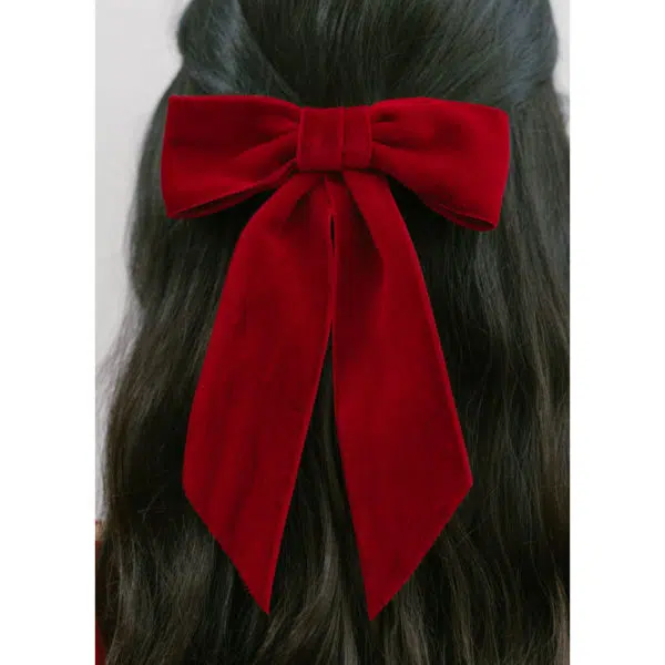 Jennifer Behr Wide velvet bow barrette, view 3
