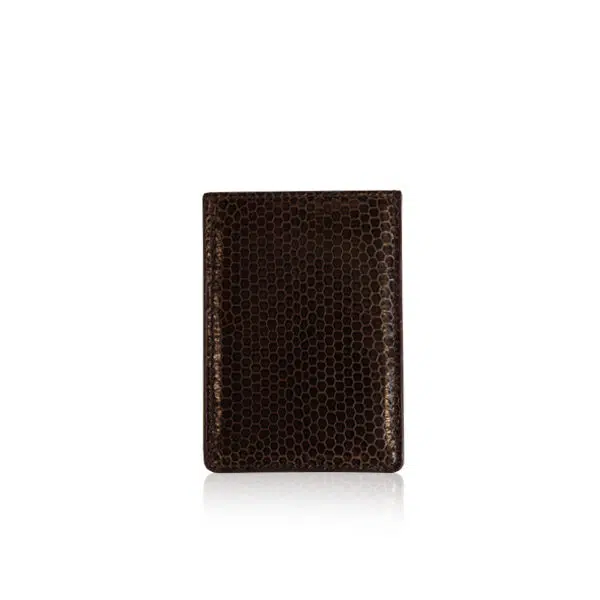 Bangkok Bootery Sea snake leather vertical brown card holder, view 2