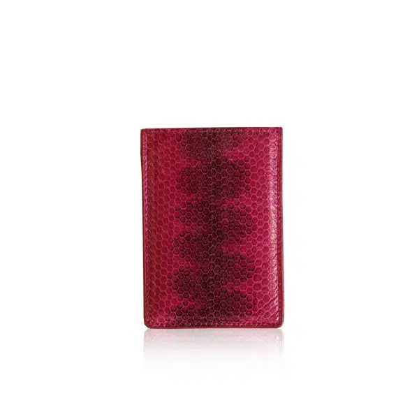 Bangkok Bootery Sea snake leather vertical pink & black card holder, view 2