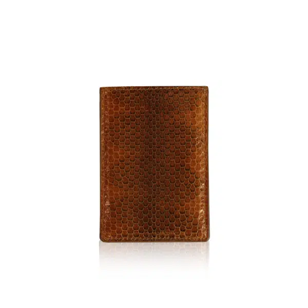 Bangkok Bootery Sea snake leather vertical tan & black card holder, view 2