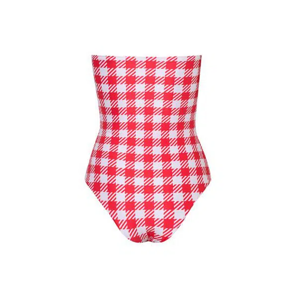 Verdelimon Tijuana swimwear red squares one piece, view 2