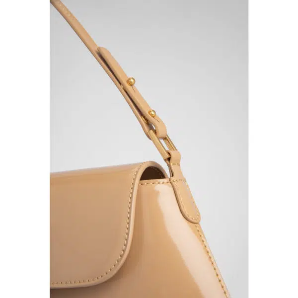 By Far Portia cream semi patent leather bag, view 4
