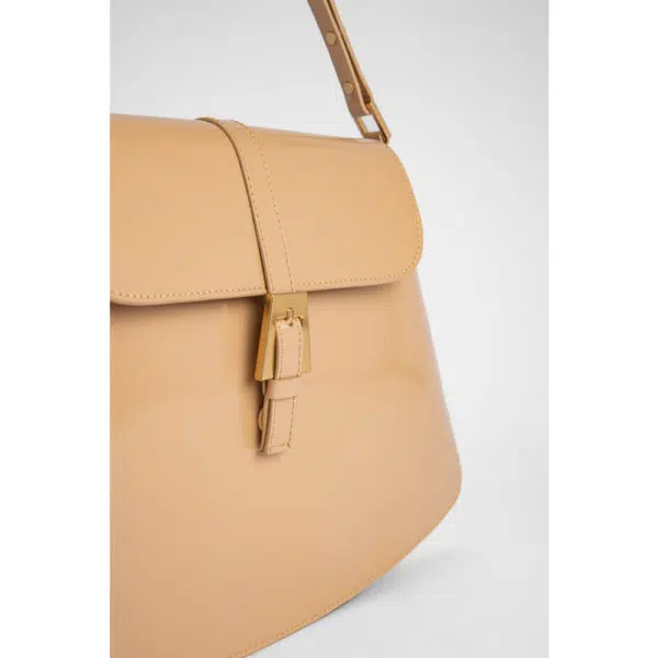 By Far Portia cream semi patent leather bag, view 3