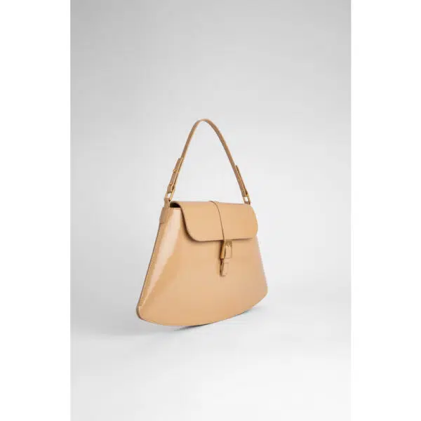 By Far Portia cream semi patent leather bag, view 2