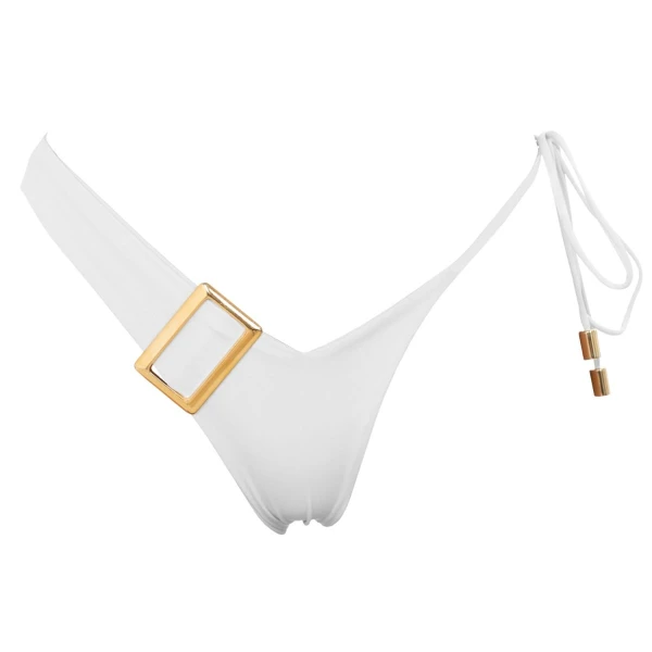 Dulcet golden details in white bikini bottom Beachwear bikini bottom Luxury Shoes 