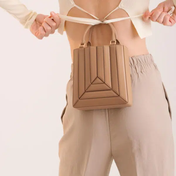 Mlouye Sera tall tote mini latte bag, view 3
