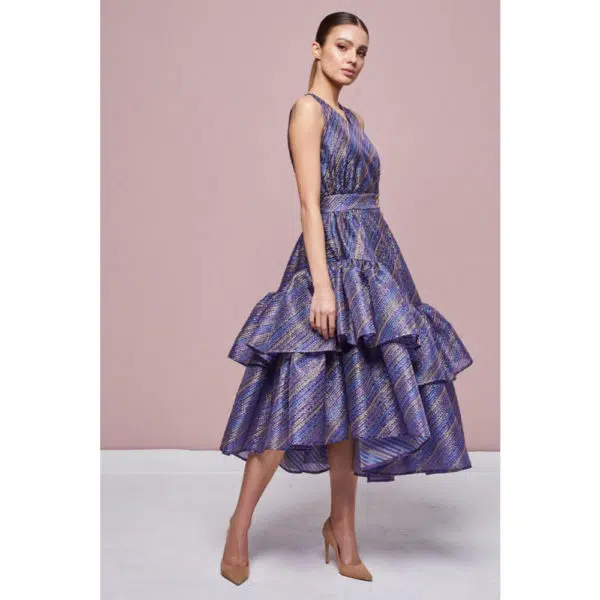 Poca & Poca Lavender violet striped dress, view 4