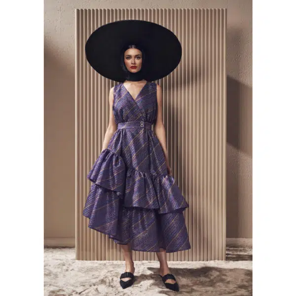 Poca & Poca Lavender violet striped dress, view 2