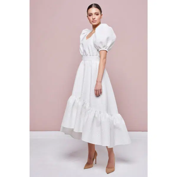Poca & Poca Cottagecore dream white textured dress, view 4