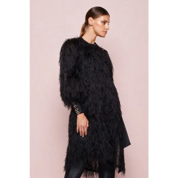 Poca & Poca Bird of paradise black feathery jacket, view 5