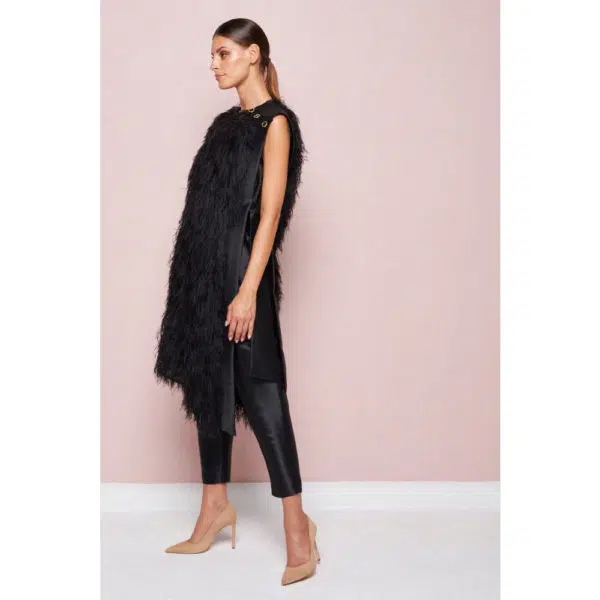 Poca & Poca Bird of paradise black feathery jacket, view 3
