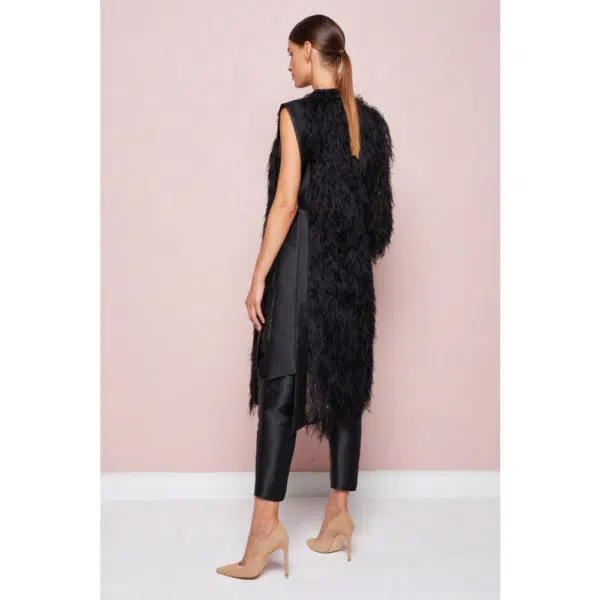 Poca & Poca Bird of paradise black feathery jacket, view 4