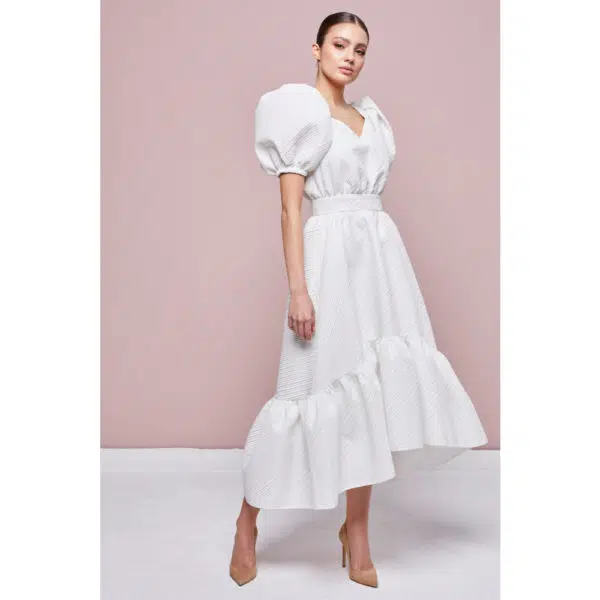Poca & Poca Cottagecore dream white textured dress, view 3