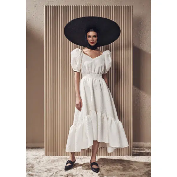 Poca & Poca Cottagecore dream white textured dress, view 2