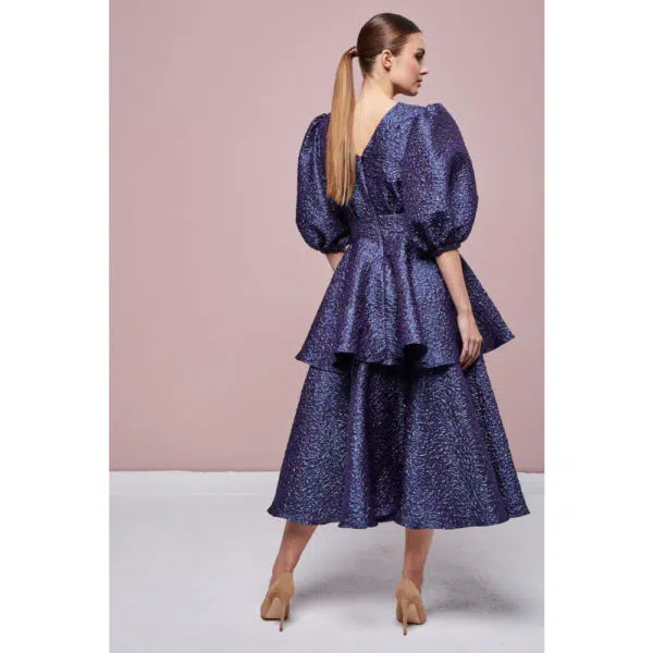 Poca & Poca Midnight Plum dark violet embossed dress, view 5