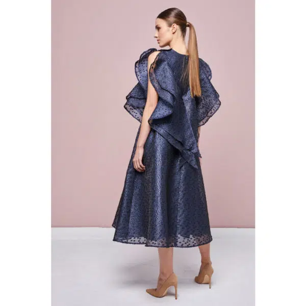 Poca & Poca Star Confetti navy blue midi dress, view 5