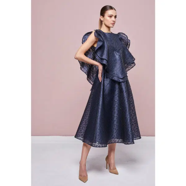 Poca & Poca Star Confetti navy blue midi dress, view 4
