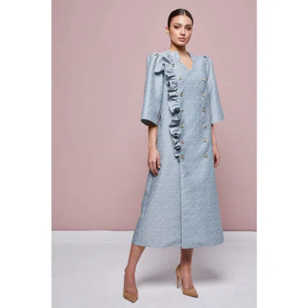 Poca & Poca Royal shingle blue straight midi dress, view 3