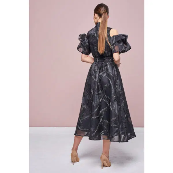Poca & Poca Under pressure black midi dress, view 5