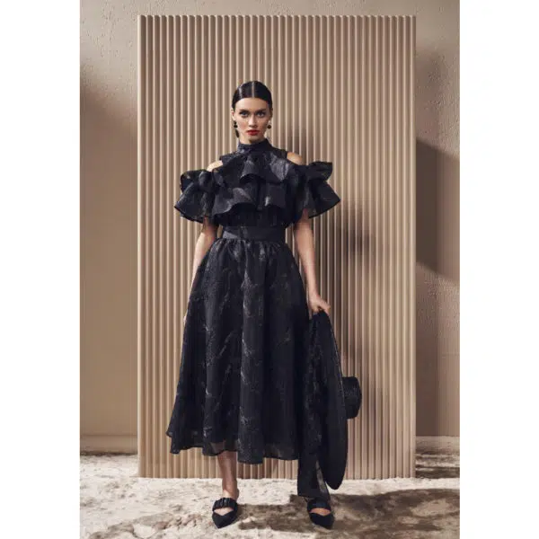 Poca & Poca Under pressure black midi dress, view 2