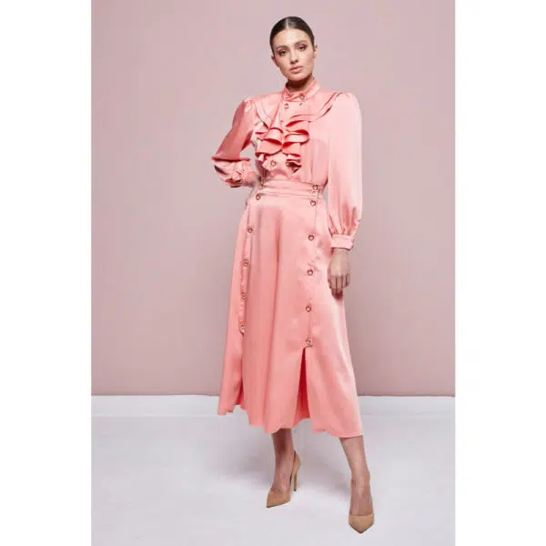 Poca & Poca Frosted rose salmon blouse, view 3