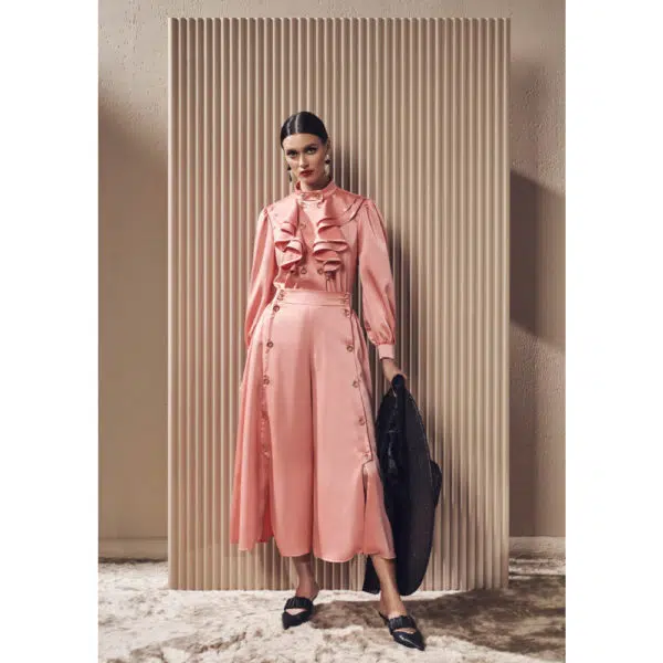 Poca & Poca Frosted rose salmon blouse, view 2