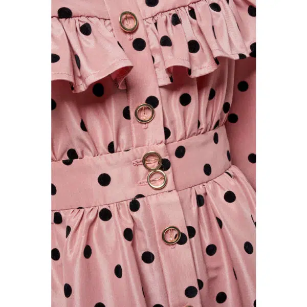 Poca & Poca Blooming Begonia pink midi polka dotted dress, view 6