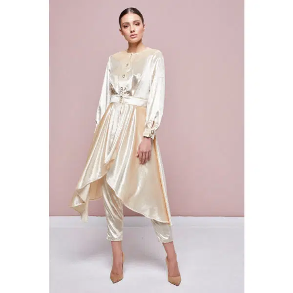 Poca & Poca Sand Palace beige velvet blouse, view 3