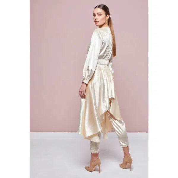 Poca & Poca Sand Palace beige velvet blouse, view 5