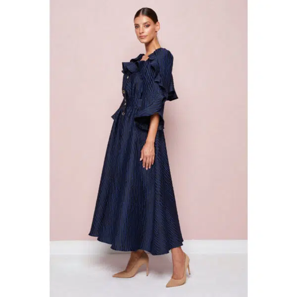 Poca & Poca Dahlia petals navy blue midi dress, view 3