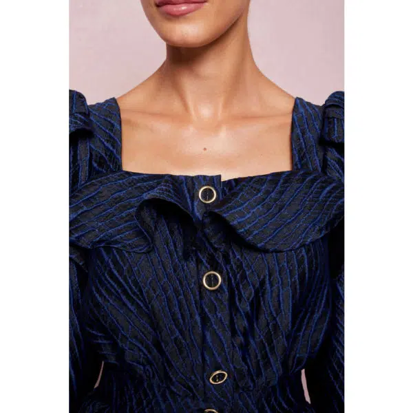 Poca & Poca Dahlia petals navy blue midi dress, view 5