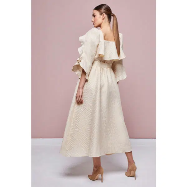 Poca & Poca Dahlia petals beige midi dress, view 4