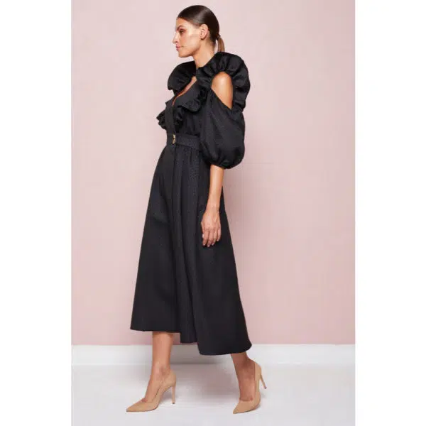 Poca & Poca Blooming angel black textured dress, view 3