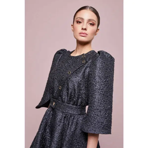 Poca & Poca Dark knight black textured dress, view 6