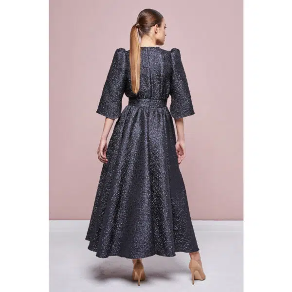 Poca & Poca Dark knight black textured dress, view 5
