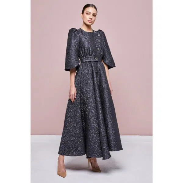 Poca & Poca Dark knight black textured dress, view 3