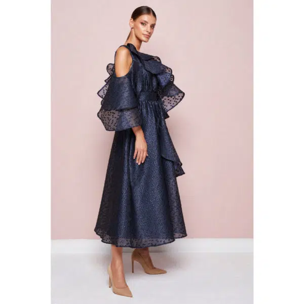 Poca & Poca Dark orchid navy blue flowy dress, view 4