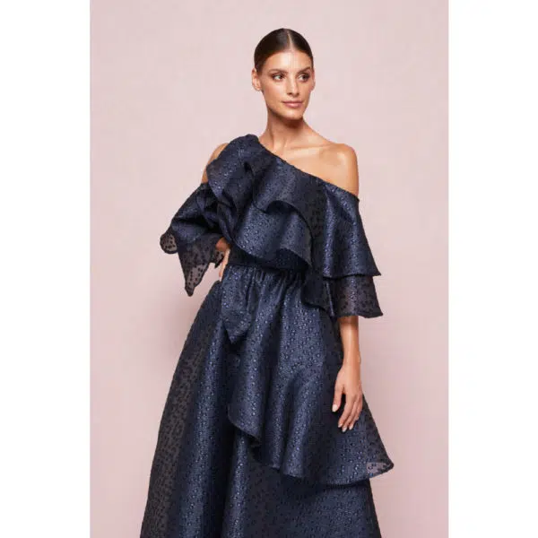 Poca & Poca Dark orchid navy blue flowy dress, view 5